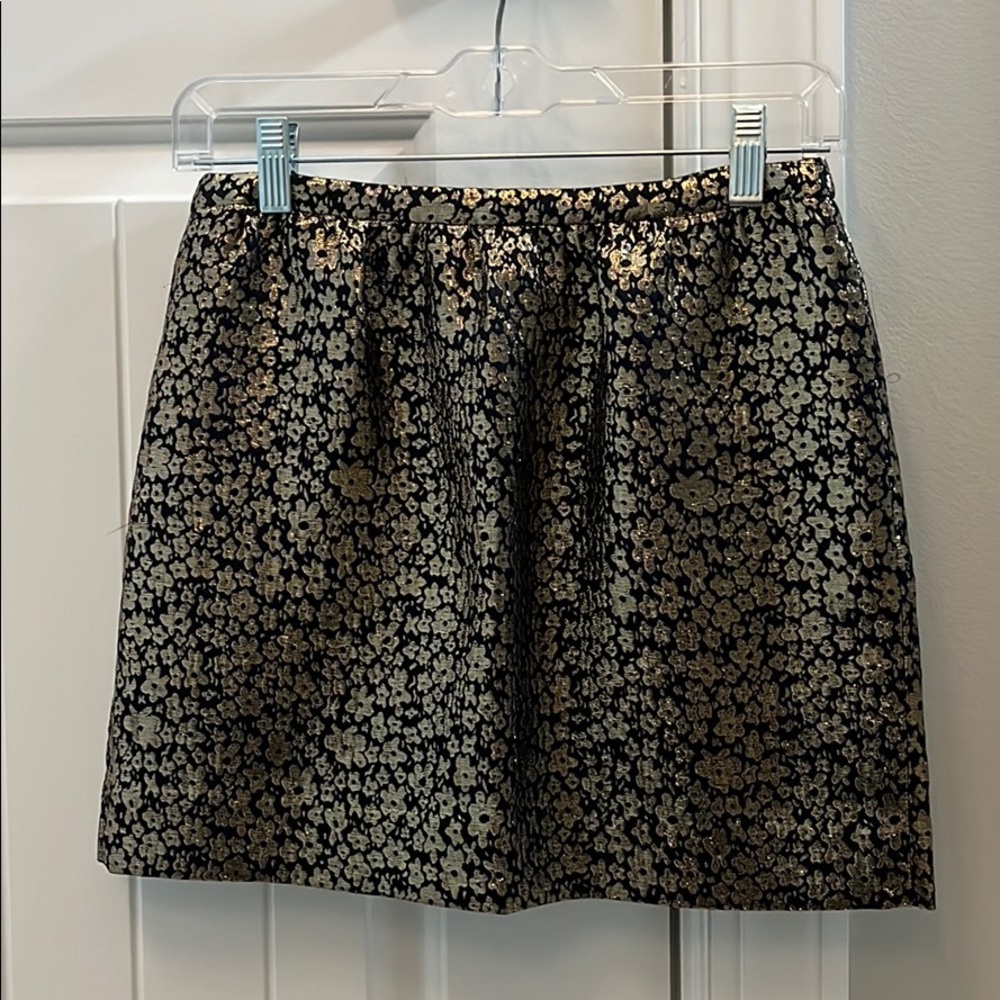 J Crew Metallic Floral Mini Skirt